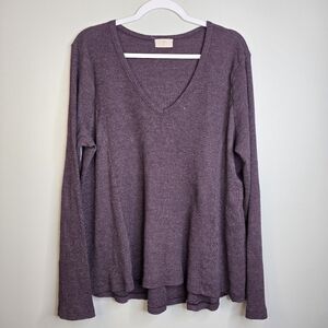 Anthropologie t.la purple waffle knit long sleeve top sz Xl